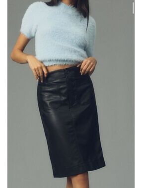 Maeve Colette Vegan Faux Leather midi knee length skirt XS